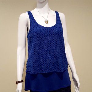 Apt. 9 Blue Tank Top Lace Overlay